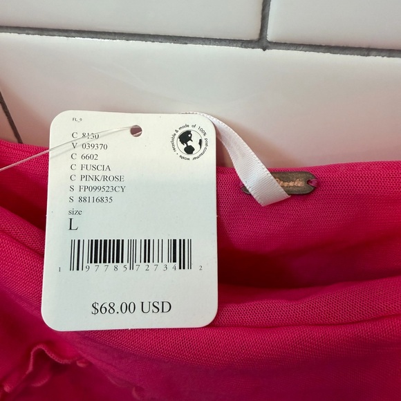 Free People Pink Ruffle Mesh Top large - Picture 6 of 6